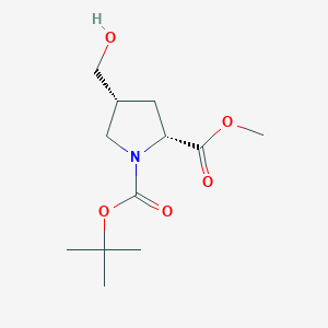 Structure - 1-tert-Butyl 2-methyl (2R,4R)-4-(hydroxymethyl)pyrrolidine-1,2-dicarboxylate, 2-Methyl 1-(2-methyl-2-propanyl) (2R,4R)-4-(hydroxymethyl)-1,2-pyrrolidinedicarboxylate