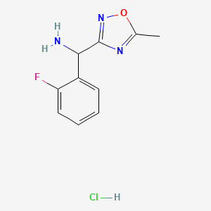 Structure - 1-(2-Fluorophenyl)-1-(5-methyl-1,2,4-oxadiazol-3-yl)methanamine hydrochloride, (2-Fluorophenyl)(5-methyl-1,2,4-oxadiazol-3-yl)methanamine hydrochloride