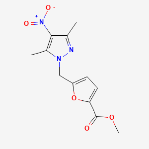 Structure - Methyl 5-((3,5-dimethyl-4-nitro-1H-pyrazol-1-yl)methyl)furan-2-carboxylate