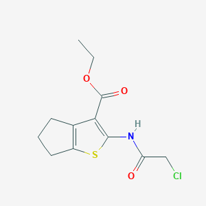 Structure - Ethyl 2-(2-chloroacetamido)-5,6-dihydro-4H-cyclopenta[b]thiophene-3-carboxylate, 2-(2-Chloro-acetylamino)-5,6-dihydro-4H-cyclopenta[b]thiophene-3-carboxylic acid ethyl ester