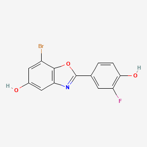 Structure - 7-Bromo-2-(3-fluoro-4-hydroxyphenyl)-5-benzoxazolol, 7-Bromo-2-(3-fluoro-4-hydroxyphenyl)benzo[d]oxazol-5-ol