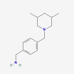 Structure - {4-[(3,5-dimethylpiperidin-1-yl)methyl]phenyl}methanamine, Benzenemethanamine, 4-[(3,5-dimethyl-1-piperidinyl)methyl]