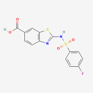 Structure - 2-(4-Fluorobenzenesulfonamido)-1,3-benzothiazole-6-carboxylic acid, 2-{[(4-fluorophenyl)sulfonyl]amino}-1,3-benzothiazole-6-carboxylic acid