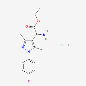Structure - Ethyl 2-amino-2-[1-(4-fluorophenyl)-3,5-dimethyl-1h-pyrazol-4-yl]acetate hydrochloride