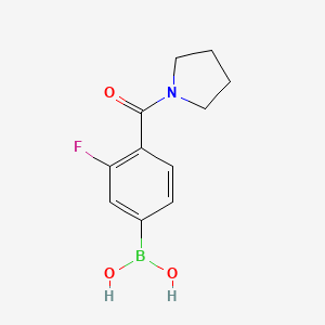 Structure - 3-Fluoro-4-(pyrrolidine-1-carbonyl)phenylboronic acid, 98%
