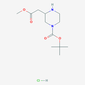 Structure - tert-Butyl 3-(2-methoxy-2-oxoethyl)piperazine-1-carboxylate hydrochloride, 95%