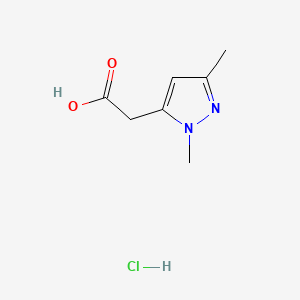 Structure - 2-(1,3-dimethyl-1h-pyrazol-5-yl)acetic acid hydrochloride, 95%