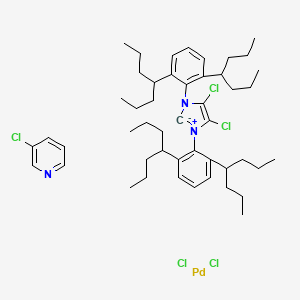 Structure - (Sp-4-1)-[1,3-bis[2,6-bis(1-ethylpropyl)phenyl]-4,5-dichloro-1,3-dihydro-2h-imidazol-2-ylidene]dichloro(3-chloropyridine-kappan)palladium, 95%