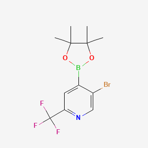 Structure - 5-bromo-4-(tetramethyl-1,3,2-dioxaborolan-2-yl)-2-(trifluoromethyl)pyridine, 97%