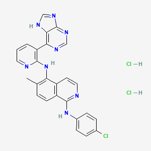 Structure - 1,5-Isoquinolinediamine, n1-(4-chlorophenyl)-6-methyl-n5-[3-(9h-purin-6-yl)-2-pyridinyl]-, hydrochloride (1:2), 95%