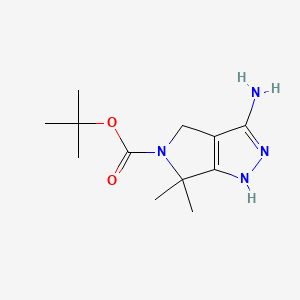 Structure - Pyrrolo[3,4-c]pyrazole-5(4h)-carboxylic acid, 3-amino-2,6-dihydro-6,6-dimethyl-, 1,1-dimethylethyl ester, 95%