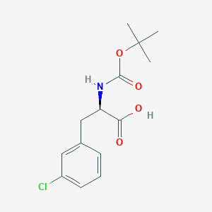 Structure - Boc-D-Phe(3-Cl)-OH. N-alpha-t-Butyloxycarbonyl-3-chloro-D-phenylalanine. 