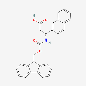 Structure - (R)-3-((((9H-Fluoren-9-yl)methoxy)carbonyl)amino)-3-(naphthalen-2-yl)propanoic acid, 95%