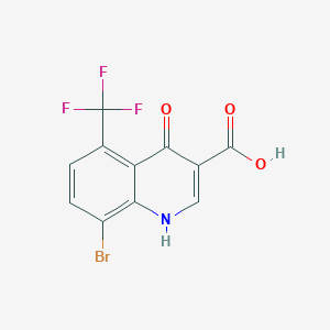 Structure - 8-Bromo-4-hydroxy-5-(trifluoromethyl)quinoline-3-carboxylic acid, 95%