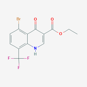 Structure - Ethyl 5-bromo-4-hydroxy-8-(trifluoromethyl)quinoline-3-carboxylate, 95%