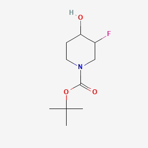 Structure - tert-Butyl 3-fluoro-4-hydroxypiperidine-1-carboxylate, 97%