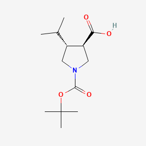Structure - Boc-(+/-)-trans-4-isopropyl-pyrrolidine-3-carboxylic acid, ≥ 97% (HPLC)