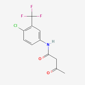 Structure - N-(4-Chloro-3-(trifluoromethyl)phenyl)-3-oxobutanamide, 98+%