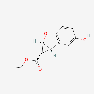 Structure - (1S,1aS,6bR)-ethyl 5-hydroxy-1a,6b-dihydro-1H-cyclopropa[b]benzofuran-1-carboxylate, 97%