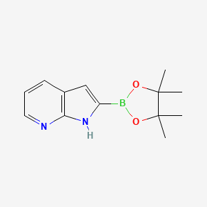 Structure - 2-(4,4,5,5-Tetramethyl-1,3,2-dioxaborolan-2-yl)-1H-pyrrolo[2,3-b]pyridine, 97%