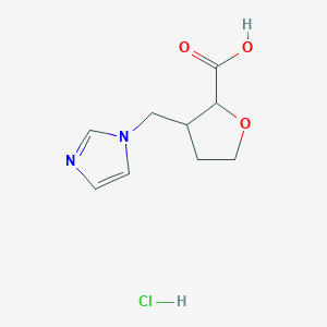 Estructura - 3-[(1H-Imidazol-1-yl)methyl]oxolane-2-carboxylic acid hydrochloride, 95%