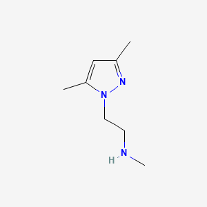 Estructura - 2-(3,5-Dimethyl-1H-pyrazol-1-yl)-N-methylethan-1-amine, 2-(3,5-dimethyl-1H-pyrazol-1-yl)-N-methylethanamine