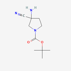 Estructura - 1-Boc-3-Amino-3-cyanopyrrolidine, Tert-butyl 3-amino-3-cyanopyrrolidine-1-carboxylate