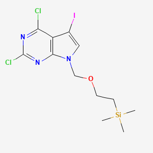 Estructura - 2,4-Dichloro-5-iodo-7-{[2-(trimethylsilyl)ethoxy]methyl}-7H-pyrrolo[2,3-d]pyrimidine, 7-((2-(triMethylsilyl)ethoxy)Methyl)-2,4-dichloro-5-iodo-7H-pyrrolo[2,3-d]pyriMidine