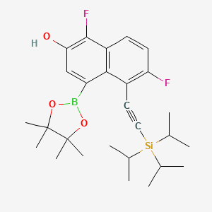 Estructura - 1,6-Difluoro-4-(4,4,5,5-tetramethyl-1,3,2-dioxaborolan-2-yl)-5-((triisopropylsilyl)ethynyl)naphthalen-2-ol, 95%