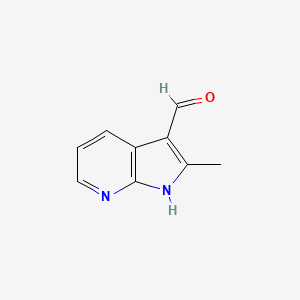 Rakenne - 2-Methyl-1H-pyrrolo[2,3-b]pyridine-3-carbaldehyde, 98%