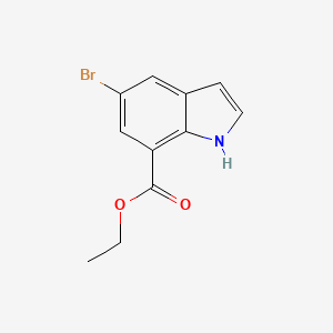Rakenne - Ethyl 5-bromo-1H-indole-7-carboxylate, 95%
