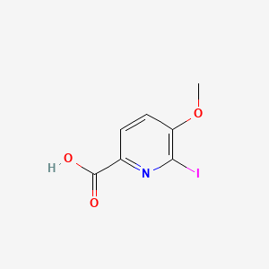 Rakenne - 6-Iodo-5-methoxypyridine-2-carboxylic acid, 98%