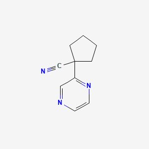 Rakenne - 1-(Pyrazin-2-yl)cyclopentane-1-carbonitrile, 95%