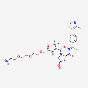 Rakenne - (2S,4R)-1-((S)-14-Amino-2-(tert-butyl)-4-oxo-6,9,12-trioxa-3-azatetradecanoyl)-4-hydroxy-N-((S)-1-(4-(4-methylthiazol-5-yl)phenyl)ethyl)pyrrolidine-2-carboxamide, 96%