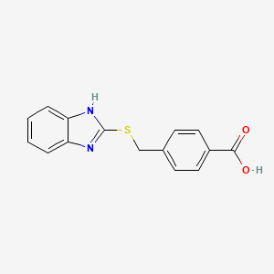 Rakenne - 4-[(1H-1,3-Benzodiazol-2-ylsulfanyl)methyl]benzoic acid, 95%