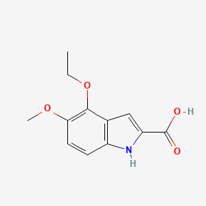 Rakenne - 4-Ethoxy-5-methoxy-1h-indole-2-carboxylic acid, 95+%