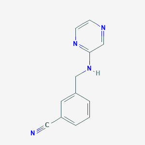 Rakenne - 3-((Pyrazin-2-ylamino)methyl)benzonitrile, 98%