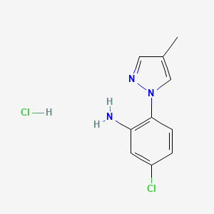 Rakenne - 5-Chloro-2-(4-methyl-1H-pyrazol-1-yl)aniline hydrochloride, 95%