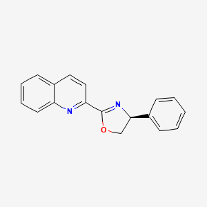 Rakenne - (S)-4-Phenyl-2-(quinolin-2-yl)-4,5-dihydrooxazole, 97% 99%ee