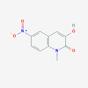 Rakenne - 3-Hydroxy-1-methyl-6-nitroquinolin-2(1H)-one, 95%