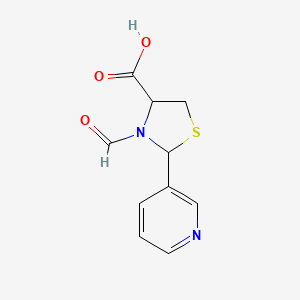 Rakenne - 3-Formyl-2-(pyridin-3-yl)thiazolidine-4-carboxylic acid