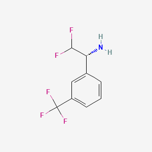 Rakenne - (R)-2,2-Difluoro-1-(3-(trifluoromethyl)phenyl)ethan-1-amine