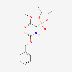 Rakenne - Methyl2-(((benzyloxy)carbonyl)amino)-2-(diethoxyphosphoryl)acetate, Methyl 2-(((benzyloxy)carbonyl)amino)-2-(diethoxyphosphoryl)acetate