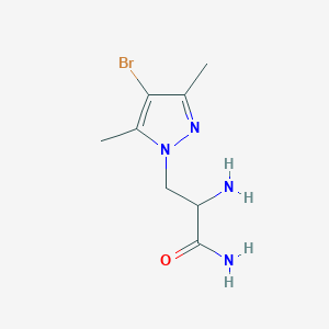 Rakenne - 2-Amino-3-(4-bromo-3,5-dimethyl-1h-pyrazol-1-yl)propanamide, 2-Amino-3-(4-bromo-3,5-dimethylpyrazol-1-yl)propanamide