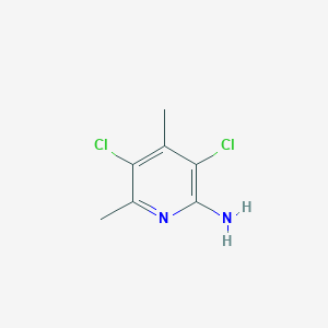Rakenne - 2-Amino-3,5-dichloro-4,6-dimethylpyridine, 3,5-Dichloro-4,6-dimethylpyridin-2-amine