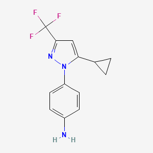 Rakenne - 4-[5-cyclopropyl-3-(trifluoromethyl)-1h-pyrazol-1-yl]aniline