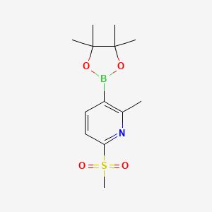 Rakenne - (2-Methyl-6-(methylsulfonyl)pyridin-3-yl)boronic acid pinacol ester, 95%