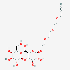 Rakenne - beta-Lac-TEG-Alkyne. 2-[2-[2-(2-propyn-1-yloxy)ethoxy]ethoxy]ethyl 4-O-beta-D-galactopyranosyl-beta-(1->4)-D-glucopyranoside. 