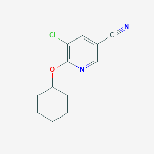 Structure - 5-Chloro-6-(cyclohexyloxy)pyridine-3-carbonitrile, 95%