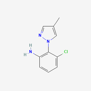 Structure - 3-Chloro-2-(4-methyl-1H-pyrazol-1-yl)aniline, 97%